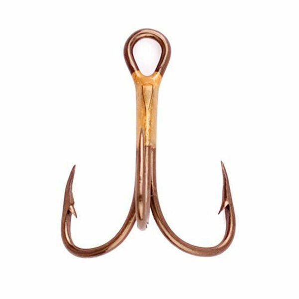 Eagle Claw 2x Treble Regular Shank Curved Point Hook- Bronze - Size 2 374A-2